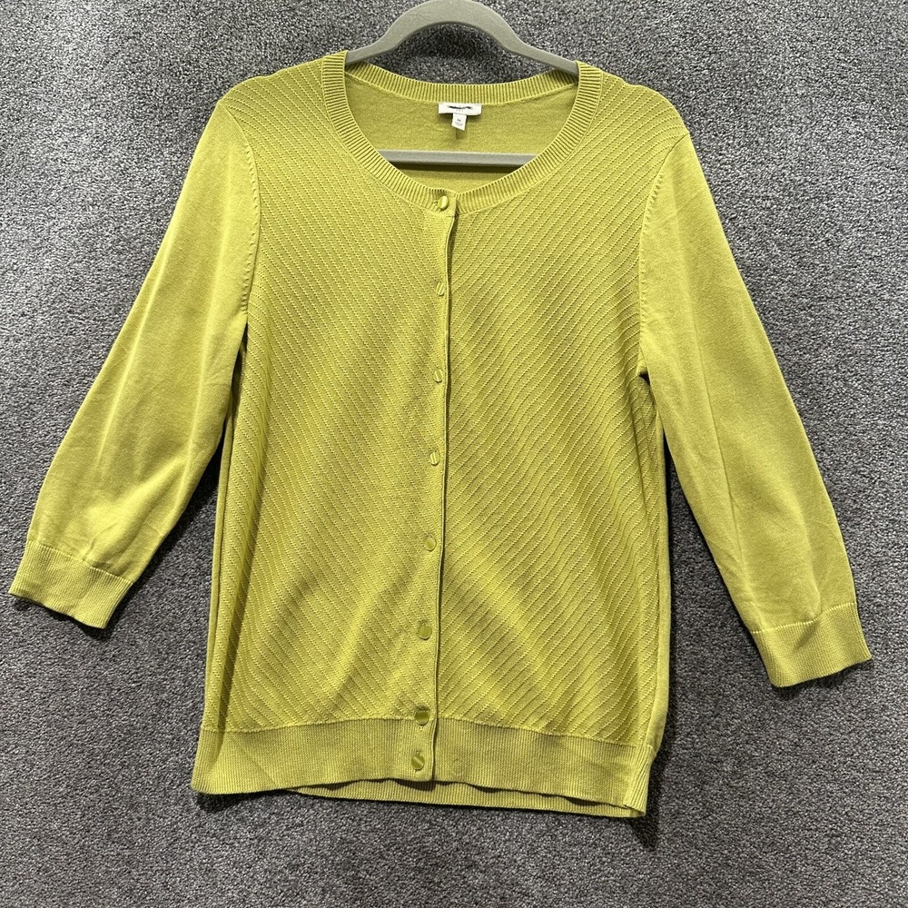 Talbots Cardigan Sweater‎ Womens Medium 3/4 Sleeve Button Up Round Neck Cotton